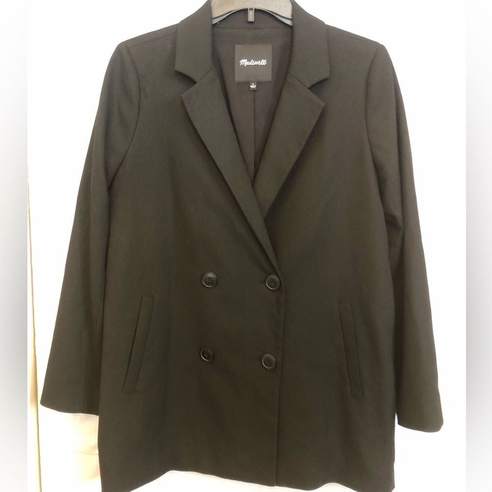 S Madewell Black Caldwell Double-Breasted Blazer Slouchy Oversized Fit